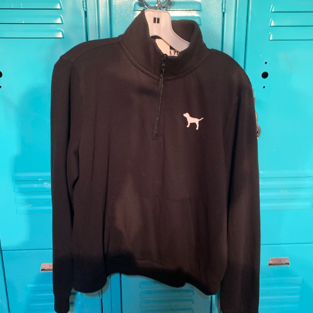 Pink v.s black half zip up